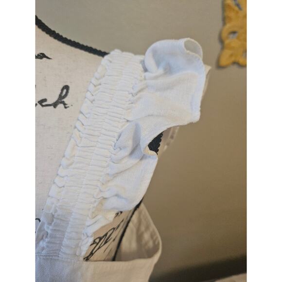 j.Crew white linen shirt, ruffle cap sleeve, tortoise shell button detail, Large - Picture 3 of 6
